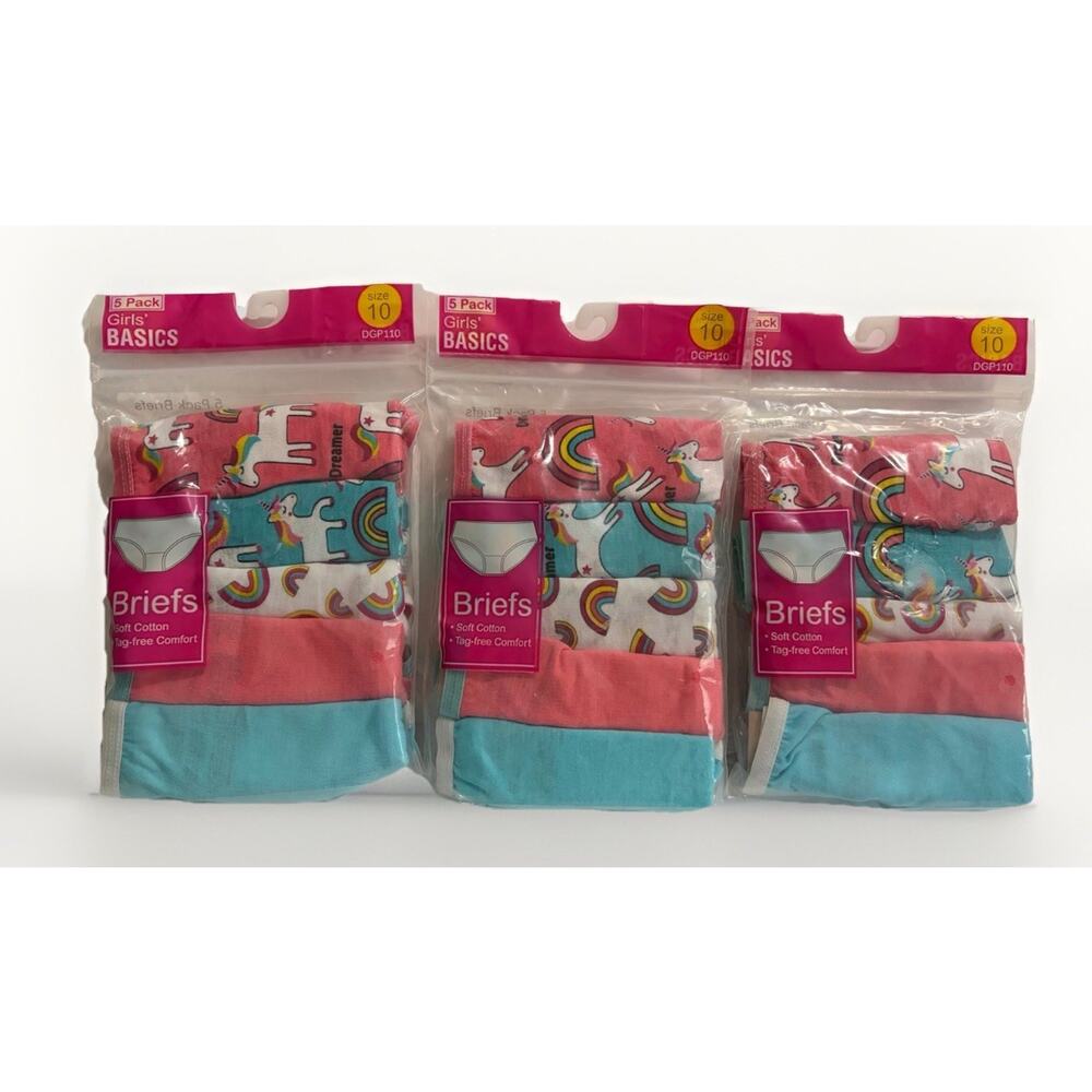 Girls Briefs Underwear 15 Pair Bundle Size 10 Cotton Tagless Comfort Multicolor